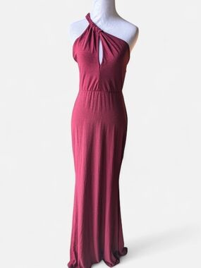 Fashion Nova One-Shoulder Burgundy Sparkle Gown